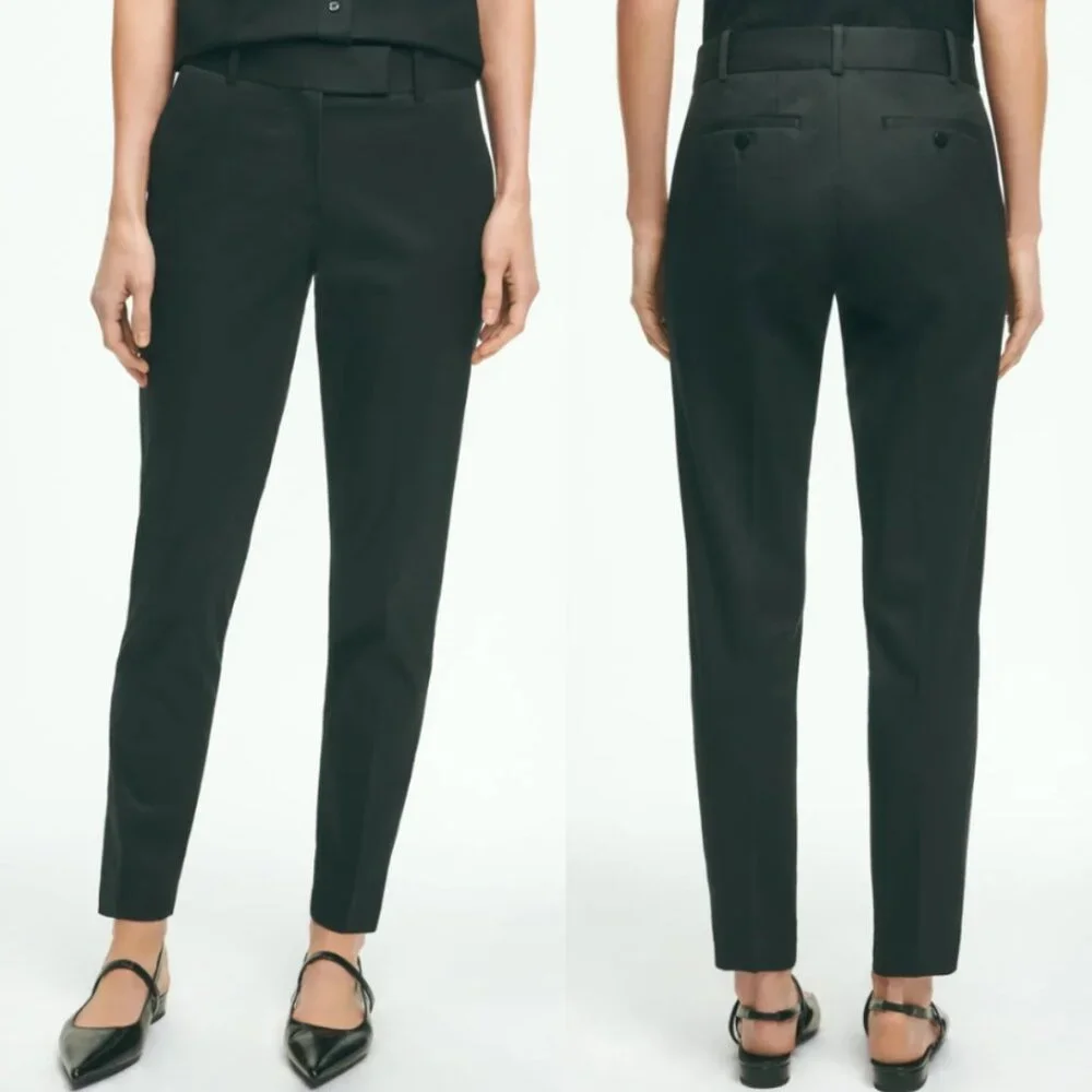 🐈⬛BROOKS BROTHERS Womens 6 Black Stretch Cotton Advantage Chino® Pants Office - Picture 1 of 6